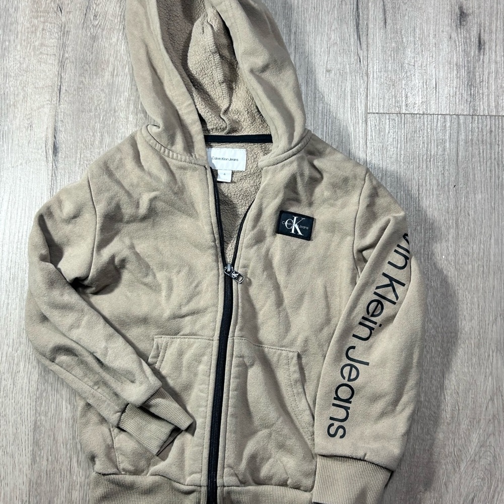 Calvin Klein Jeans Kids Beige Zip-Up Hoodie
